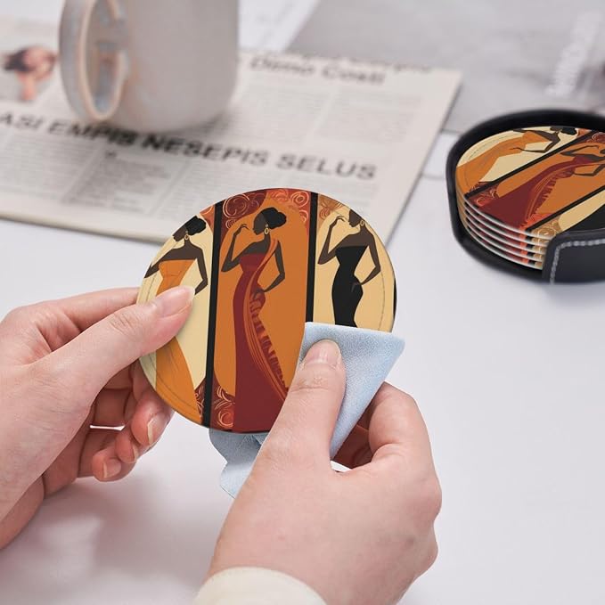 Women Leather Coasters Set of 6 - Image 5