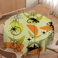 Mid Century Black Cat Round Tablecloth, Vintage Modern Bohemian Abstract Geometric Retro Art Tablecloth for Home Party Dining Room Kitchen Decor 36Inch(90cm)