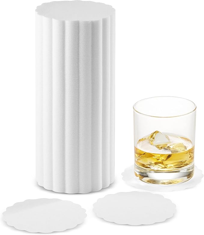 Disposable White Paper Coasters for Drinks, 3.5 Inch Round Coasters for Bar, Cocktail, Beverage, Wine Or Event, 500 Pack Bulk