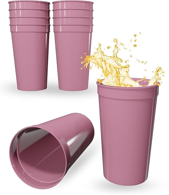 PartyPrints 10 Pack 22 oz Pink Reusable Blank Plastic Cups, Colored Plastic by PartyPrints