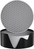 Silicone Coasters [8 Pack] with Holders Drink Coasters, for Hot or Cold Drinks Thickened, Non-Slip, Non-Stick (Gray)
