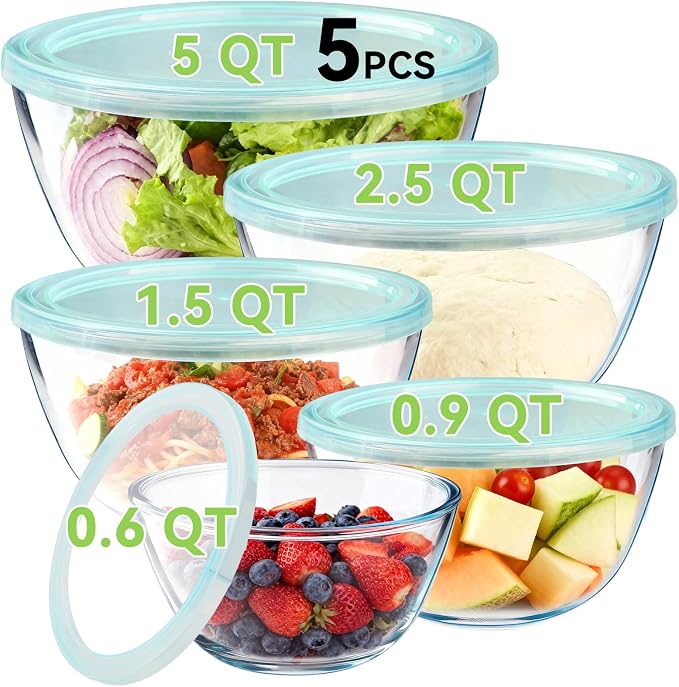 YUANYE 5 Pack Glass Mixing Bowls by YUANYE