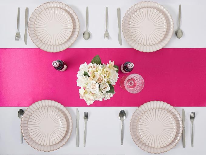 Hot Pink Satin Table Runner, 12x108 Inches, 2 Pack | Premium Satin, Smooth - Image 5