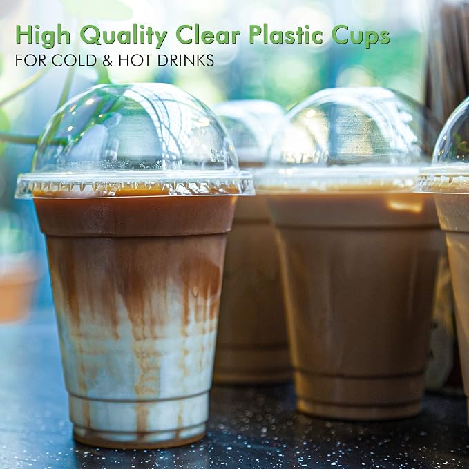 FOCUSLINE 200 PACK 12oz Clear Plastic Cups, Disposable Cold Drinking Cups - Image 7