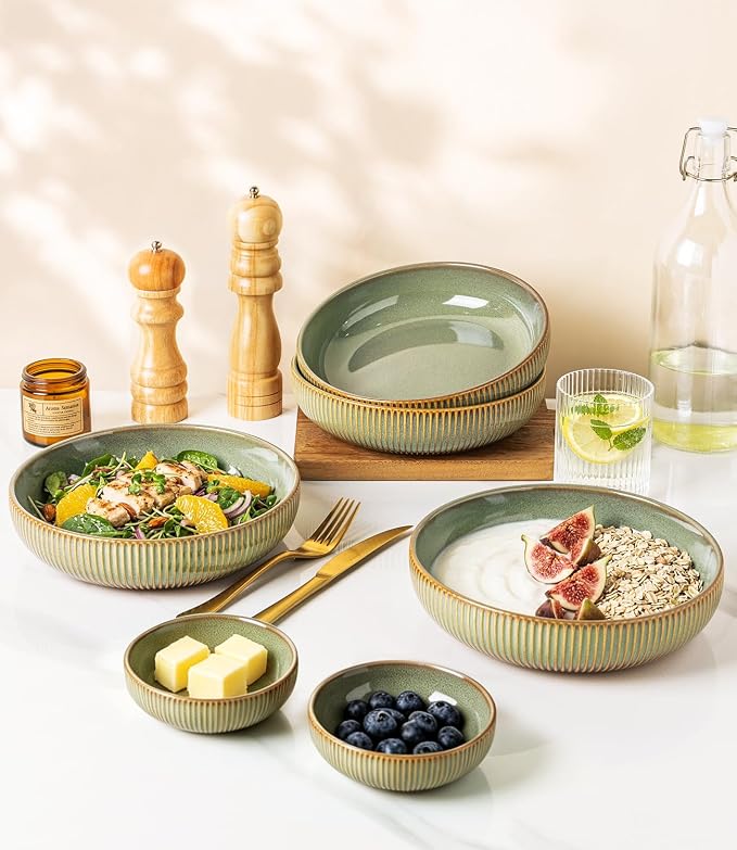 8.5" Ceramic Pasta Bowls Set of 4, Salad Bowls | Versatile Serving Bowls - Image 6