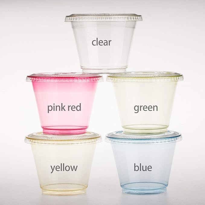 Golden Apple, 9oz-50sets Green Plastic Cups with Clear Flat no Hole lids…