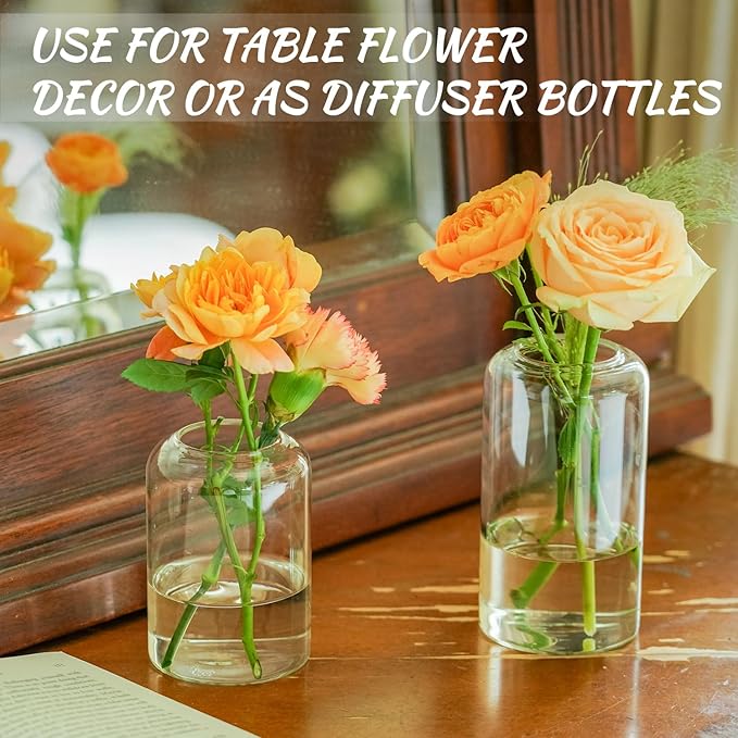 Glass Bud Vases Set of 9 - Clear Flower Vases for Centerpieces, Small Glass Vase Modern Bud Vase for Wedding Party Dining Table Centerpieces, Living Room Decorative, Home Decor