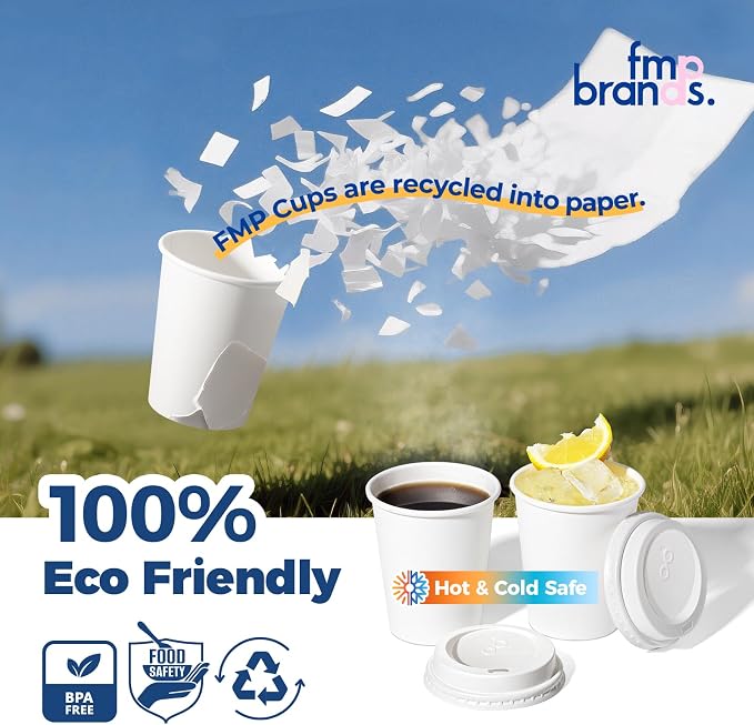 Fit Meal Prep 100 Pack 8 oz Disposable Coffee Cups - Image 5