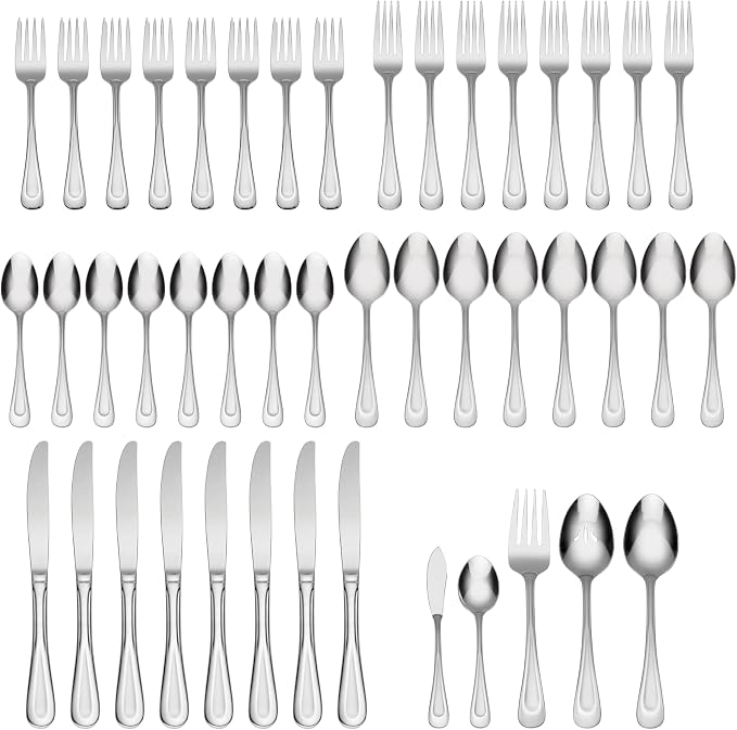 Oneida Satin Sand Dune 45-Piece 18/0 Stainless Steel Silverware Set - Image 2
