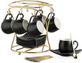 LYEOBOH Espresso Cups with Saucers Set, 3 Ounces Porcelain Coffee Cups with by LYEOBOH