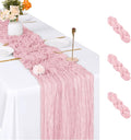 3 Pack Light Pink Cheesecloth Table Runner, 17 x 108 inch, Semi Sheer Boho by ACSUIT