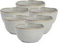 Organic Shape Highland Ceramic Cereal Bowl, 6pcs 5.5 Inch Reactive Glaze Stoneware Rice bowl with Wavy Edge, for Kitchen, Microwave & Dishwasher Safe, Scratch Resistant-grey