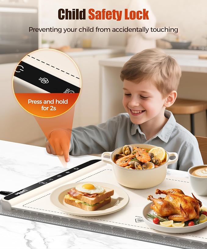 Warming Mat for Food, 36x15 Inch, Off White, Fast Heat, Child Lock | Includes - Image 7