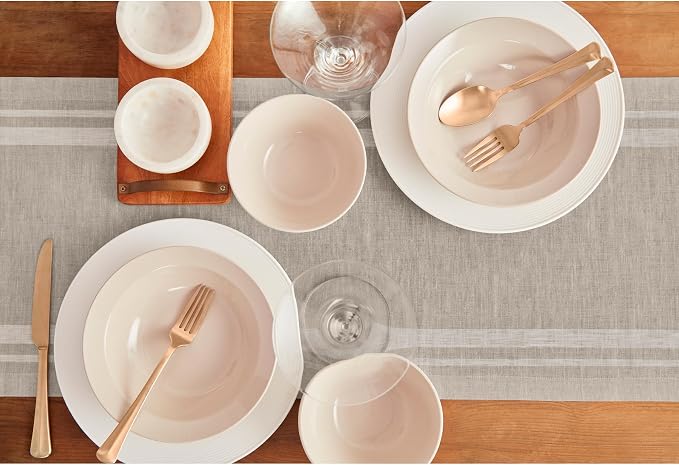 Solino Home 100% Pure Linen Table Runner, 14 x 72 in, French Stripe | Table - Image 3