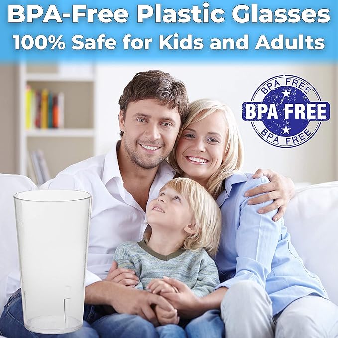 Restaurant Grade, BPA-Free 12oz Clear Plastic Cups 6pk. Super Durable, Break - Image 3