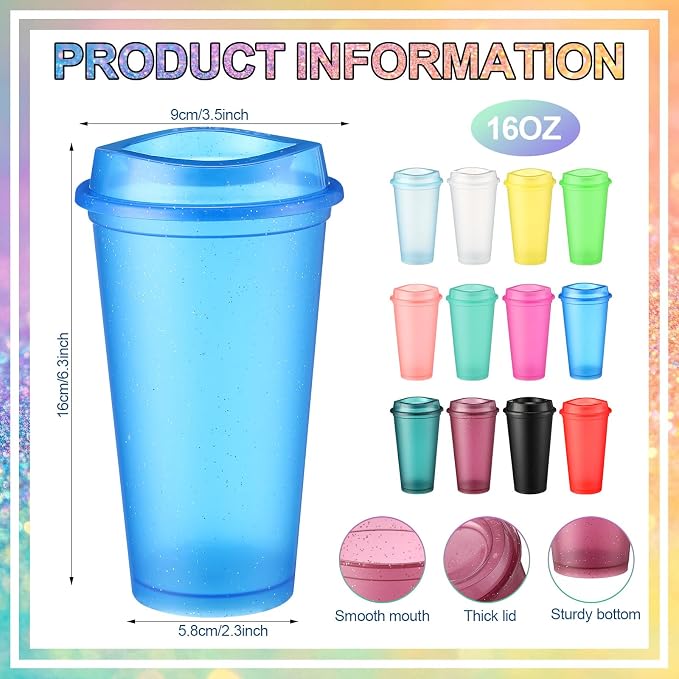 Honeydak 45 Pack 16 oz Reusable Coffee Cups - Image 3
