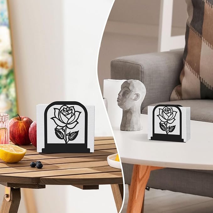 Unique Standing Napkin Holder,Gorgeous Rose Napkin Holders for Paper Napkins,Napkin Holder User-Friendly with Non-Slip Mat,Smooth Edge,Be Used for Dining Table,Shop,Countertop