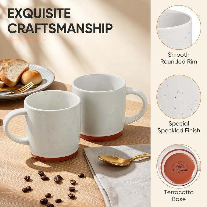 E-far Ceramic Coffee Mug Set of 4, 12oz Stoneware Coffee Cup - Image 3