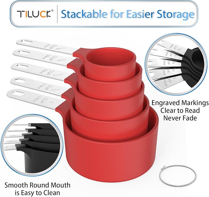 Measuring Cups & Spoons Set, Stackable Cups and Spoons | Nesting Measure Cups - Image 4