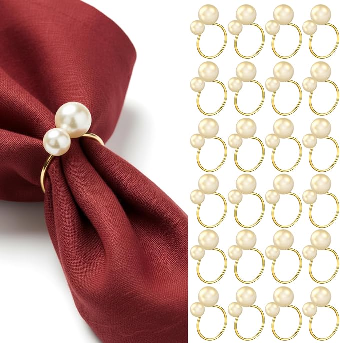 Sliner 100 Pcs Pearl Napkin Rings by Sliner