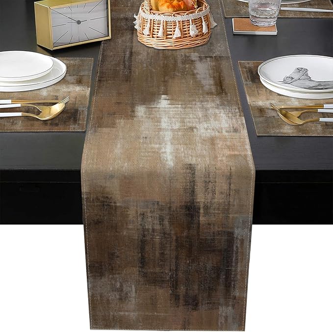 Emvency Table Runner and Placemats Set of 6, Abstract Vintage Modern | Painting - Image 7