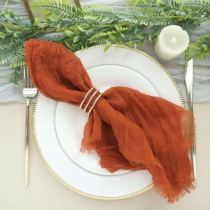 Efavormart 5 Pack 24"x19" Terracotta Matte Gauze Cheesecloth Napkins, Soft by efavormart