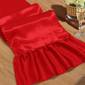2 Pack Red Satin Table Runner 12 x 108 Inch | Ruffle Design, Luxurious Dining by Unknown