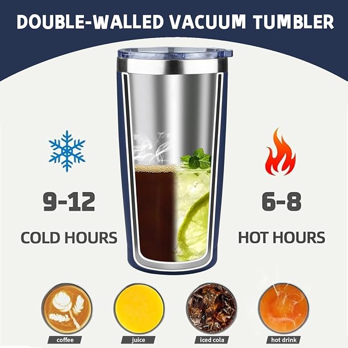 20 oz Tumbler with Lids and Straws, Stainless Steel Insulated Coffee Tumbler - Image 3