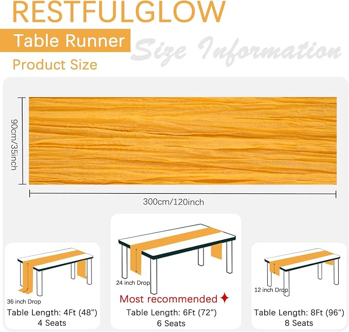 6 Pack Gold Cheesecloth Table Runner 35 x 120 Inch | Boho Gauze Fabric - Image 4