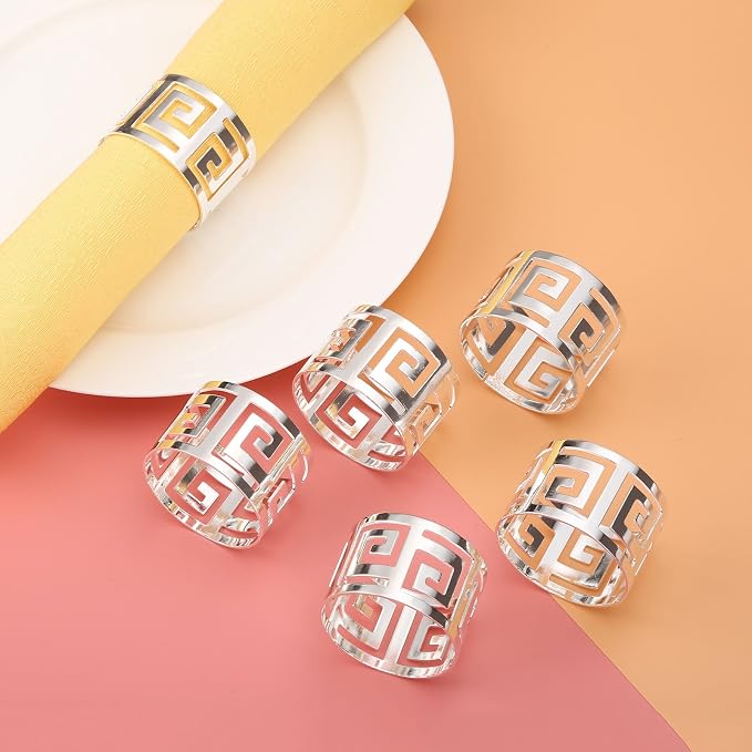 6PCS Hollow Out Napkin Ring Holder - Image 4