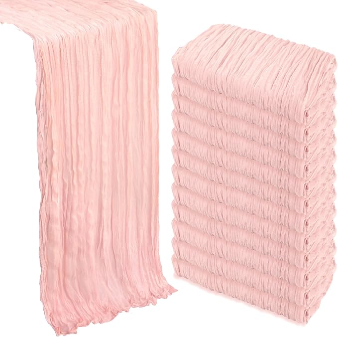 12 Pack Blush Pink Table Runner Cheesecloth 10Ft Gauze Cheese Cloth Table by Heneger