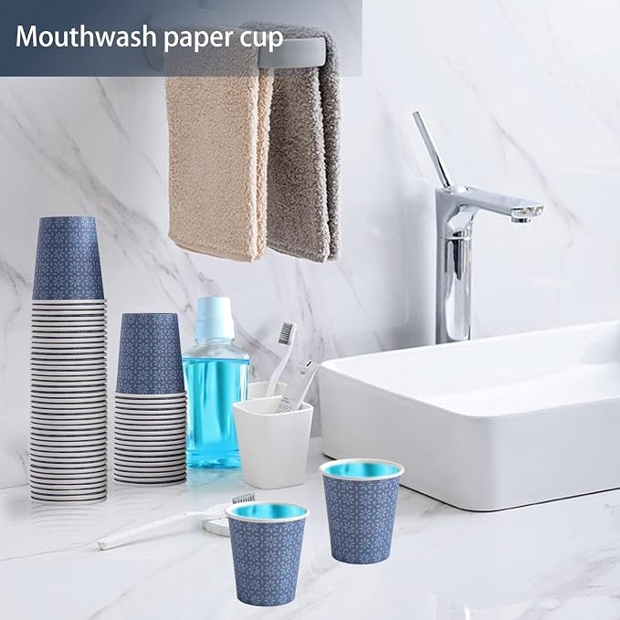 Clawsoff 600 Pack 3 oz Paper Cups Disposable Bathroom Mouthwash Cups Navy | - Image 5