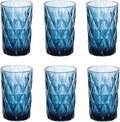 Bandesun Drinking Glass set of 6 Modern Glassware Diamond Pattern Tumbler by Bandesun