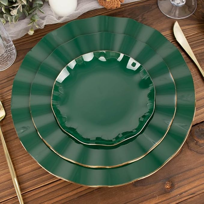 Efavormart 10 Pack | Hunter Emerald Green 6" Round Plastic Dessert Salad Plates by efavormart