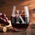 Valentines Day Gifts for Her, Gifts for Women Her Friend Mom Grandma Wife Sister Bridesmaid Nurse, Birthday Galentines Mothers Day Christmas, Personalized Initial Customized Wine Glasses 18OZ(K)