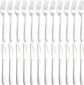 24-Piece Forks and Knives Set for 12, Food-Grade Stainless Steel Silverware Set by Gymdin