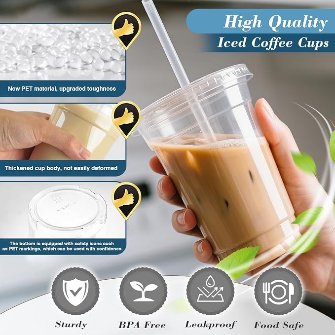 Ginkgo 100 Pack 24oz Clear Plastic Cups - Image 3