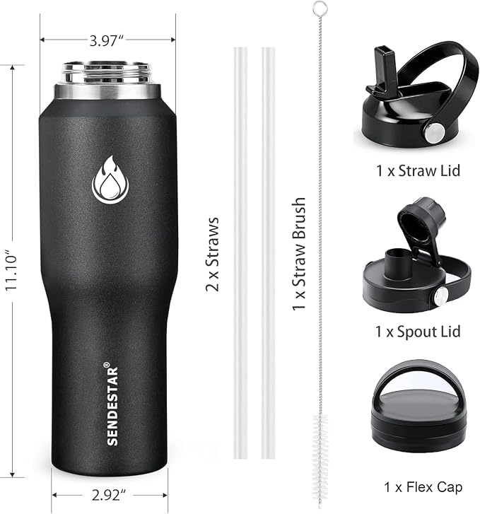 SENDESTAR 40oz Stainless Steel Water Bottle, Double Wall Vacuum Insulated Bottle - Image 6