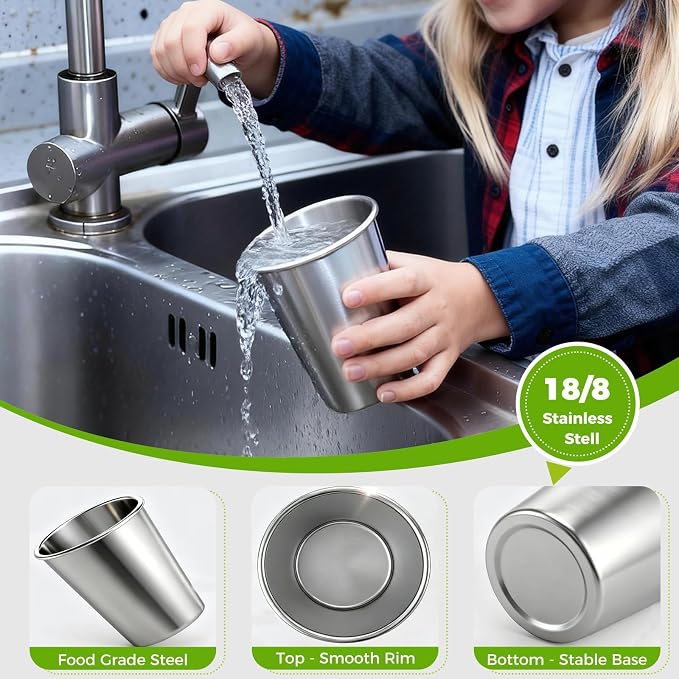 10-Pack 10 oz 304 Stainless Steel Cups, Reusable | Food-Grade 304 Stainless - Image 2