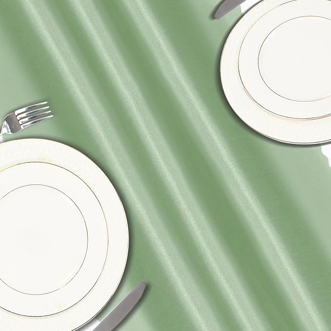 VACVELT Sage Green Satin Table Runners, 12x72 Inch, 6 Pack, Scalloped Edge | - Image 5
