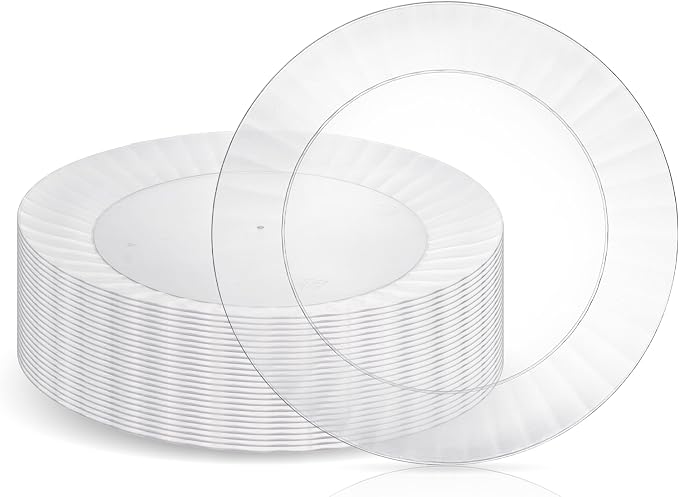 Party Essentials Deluxe Quality Hard Plastic 70 Count Round Party/Salad Plates by PartyEssentials