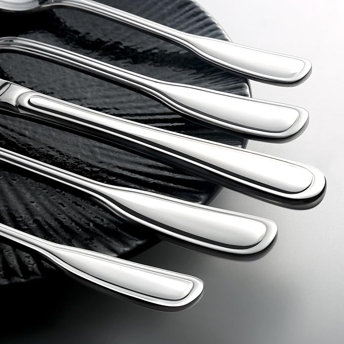 Silverware Set for 12, 60 Piece Boston Style Stainless Steel Flatware Set | - Image 2