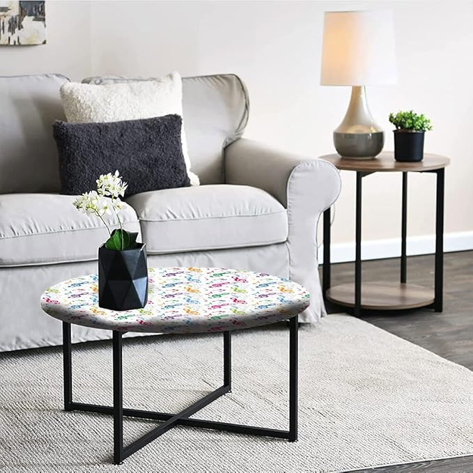 Polyester Tablecloth, Music Decor Waterproof Oil-Proof PVC Table Cloth, Notes on Circle Shape Geometric Background Carnival, Fit Round Tables 28inch Diameter, for Wedding Party Dining Banquet Use