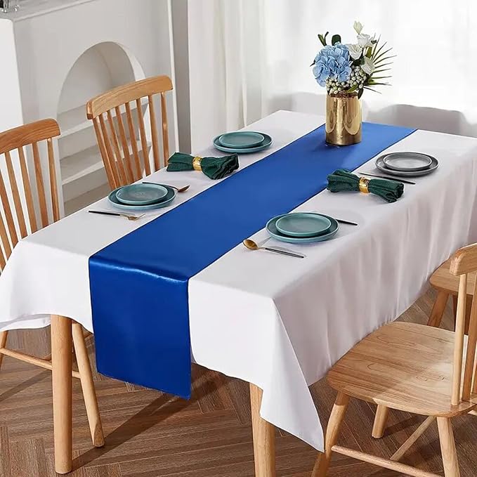 Royal Blue Satin Table Runner 12x108 Inches, 2 Pack | Silk and Smooth Fabric - Image 2