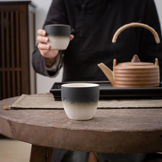 TEANAGOO Ceramic Japanese Tea Cups Set of 4pcs, 5.4oz/160ml Elegant Ceramic - Image 9