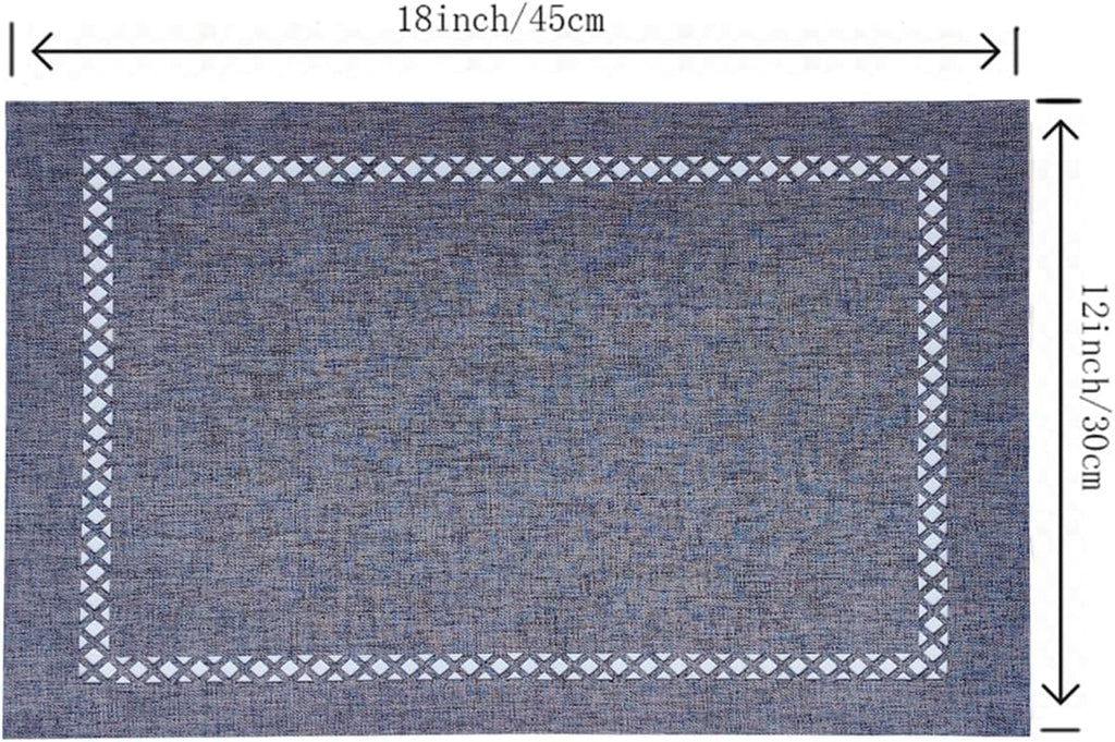 Placemats Set of 4 for Dining Table with Hollow Edge Design- Table Mats 12x 18 Inch, Cloth Place mats Machine Washable (Grey 4pcs)
