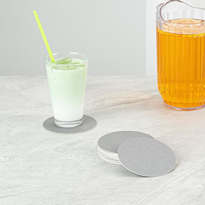 Restaurantware Paper Coasters 100 Pack of 4 Inch Disposable Beverage Coasters Absorbent for Hot and Cold Drinks Gray Coffee Cup Essentials for Table Decor, Kitchen, Home Patio or Living Room