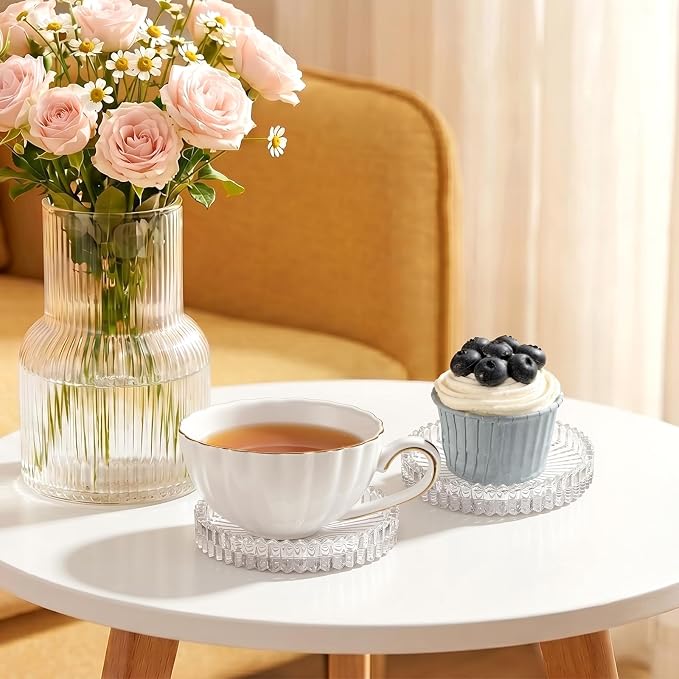 Modern Clear Coasters Set of 2- Glass Cup Coaster - Image 8