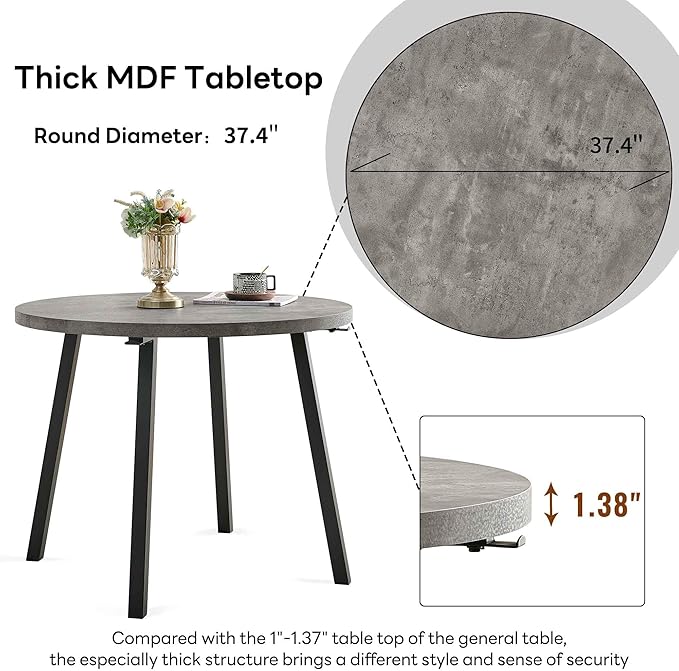 Modern Kitchen Table Set with 4 Chairs, Grey Faux Wood Table with Hooks, Upholstered Velvet Yellow Dining Chairs for Restaurant, Dining Room