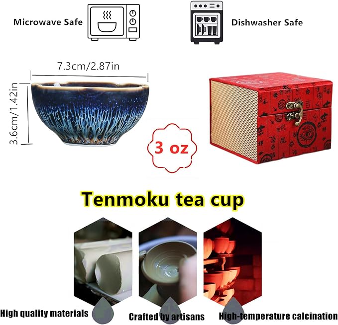 Tenmokus Tea Cup with Peony Flower, 3 oz Chinese Small Teacup | Petal Shaped - Image 7